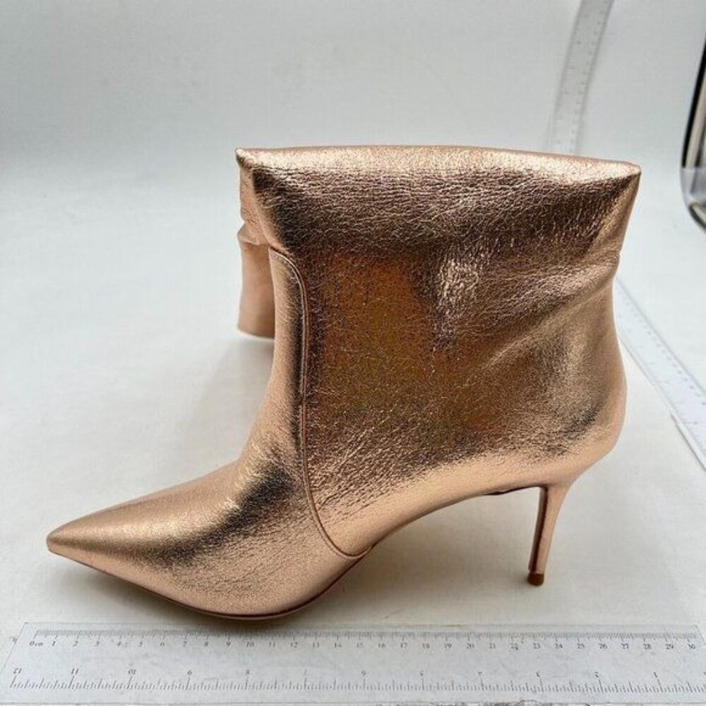 Gold Women Wide Calf Pointy Toe Knee High Boots High Stiletto Heel Long Booties